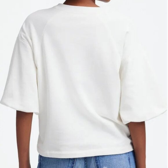NWT Madewell White Puff Sleeve Sweatshirt - Size: Medium - Picture 8 of 8